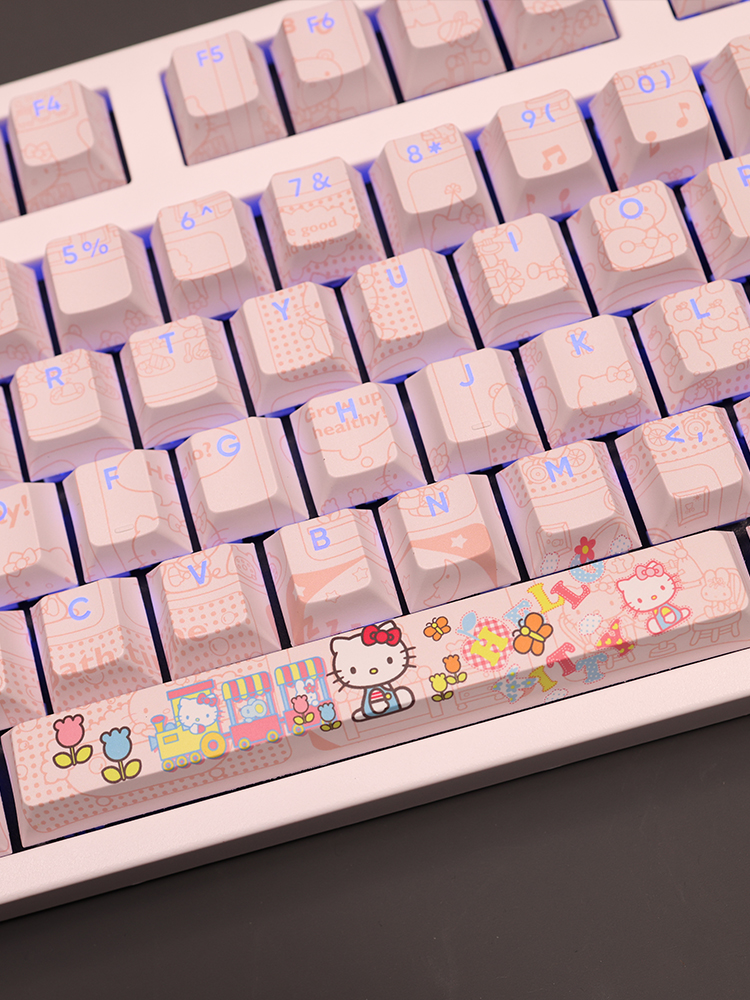 凱蒂貓Hello Kitty透光RGB108鍵標準配列衛星軸鍵帽-GOODTOYSTUDIO