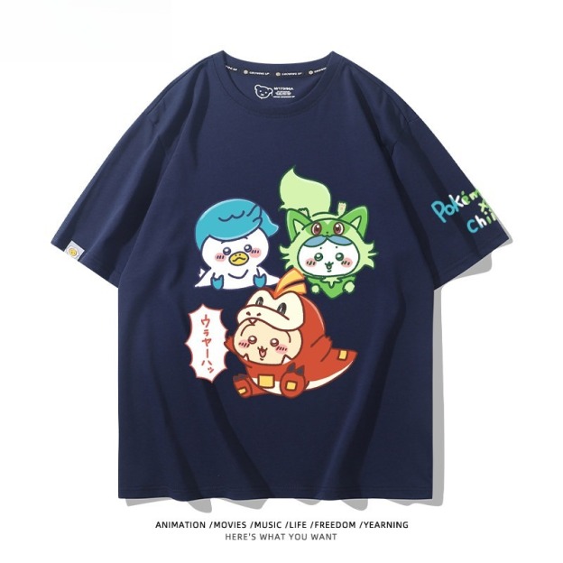 Chiikawa X 寶可夢 2026親子情侶男女同款 印花短袖T恤