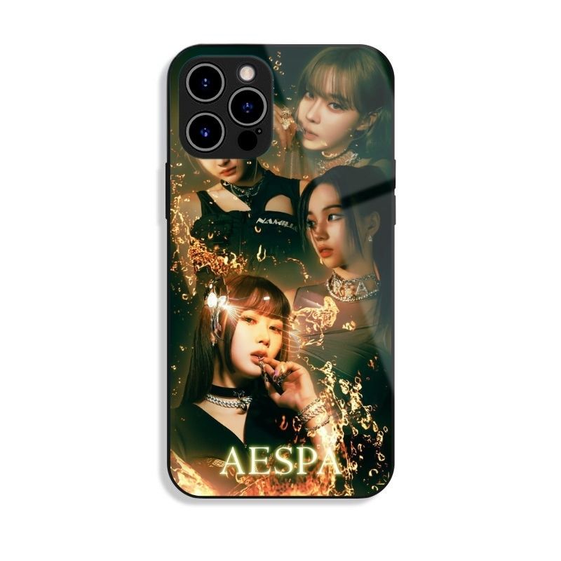 Aespa 高清鋼化玻璃手機殼