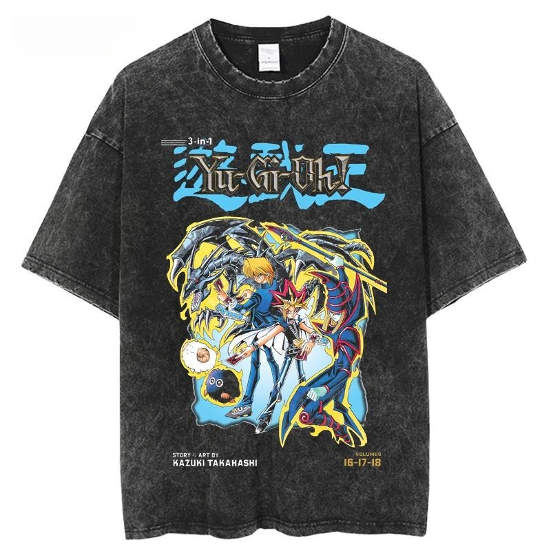 遊戲王水洗做舊  印花水洗短袖