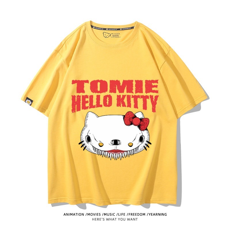 伊藤潤二X三麗鷗富江Hello kitty周邊 印花短袖T恤