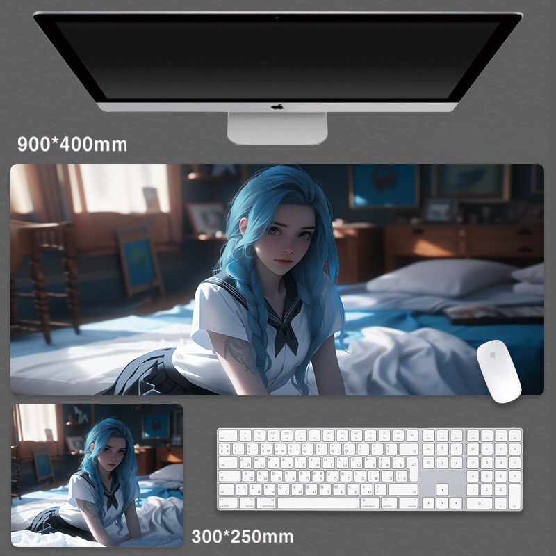 英雄聯盟 LOL 吉茵珂絲超大滑鼠墊｜加厚電競遊戲桌墊
