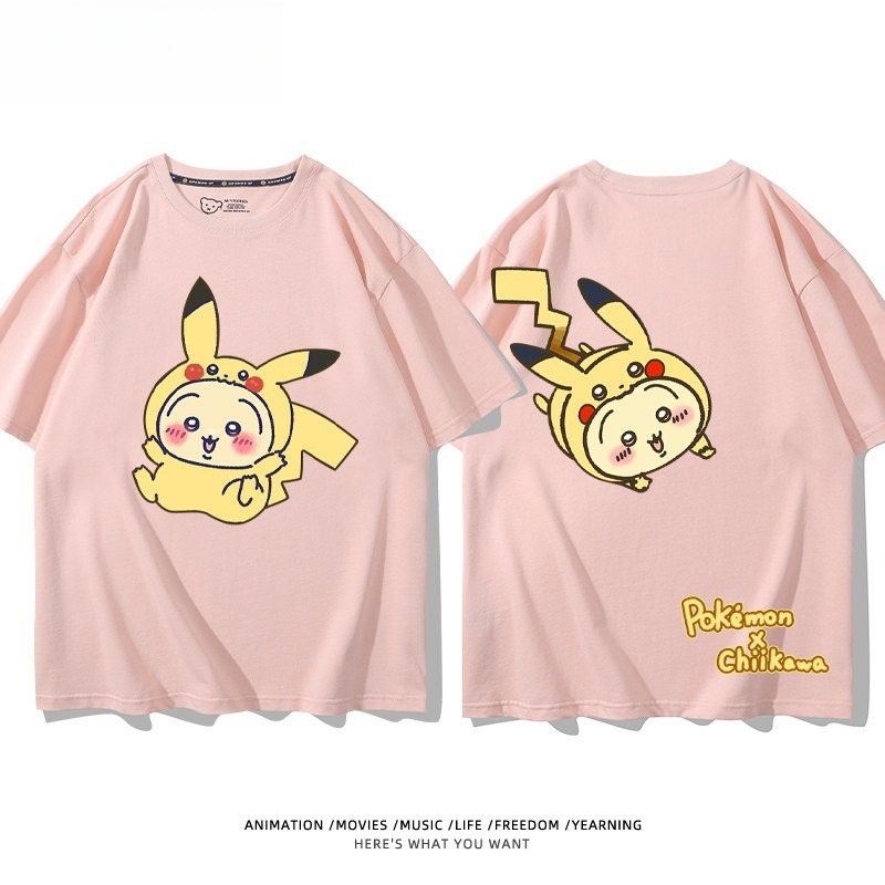 Chiikawa X 寶可夢 2026親子情侶男女同款 印花短袖T恤