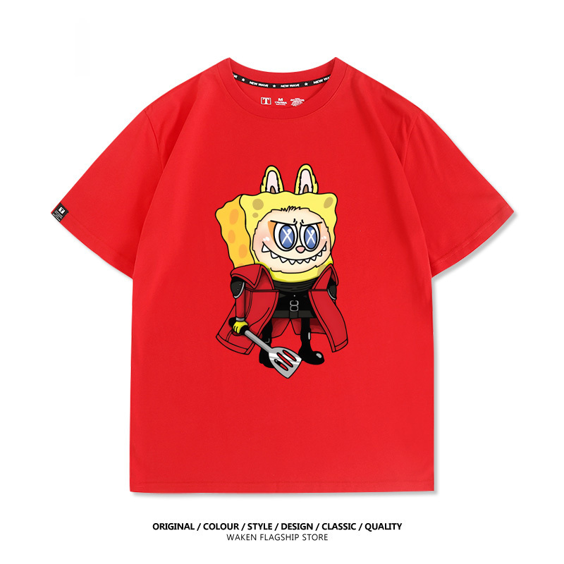 LabubuX海綿寶寶 印花T恤