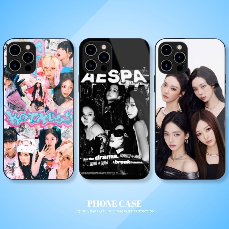 Aespa 高清鋼化玻璃手機殼