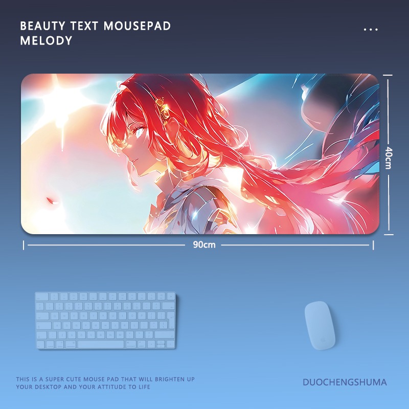 炫彩流光美女電競超大遊戲加厚防滑鼠標墊