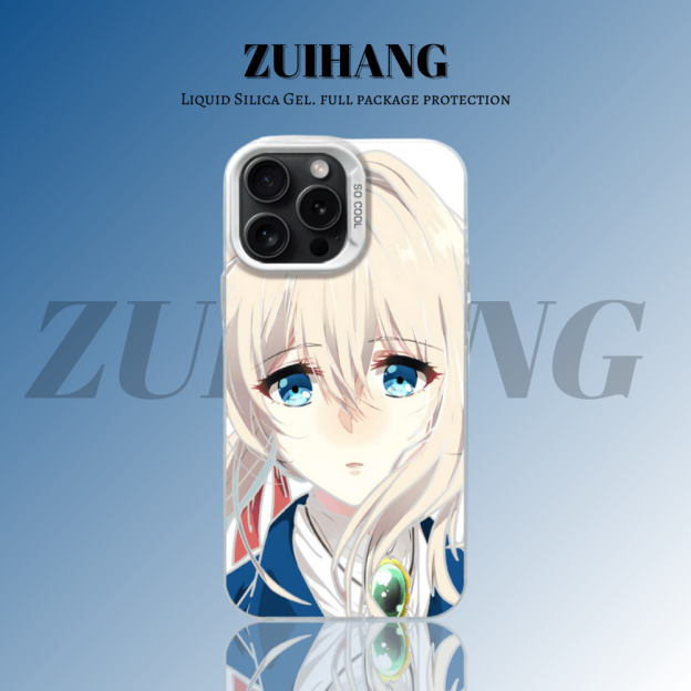 動漫彩銀線條漸變防摔手機殼