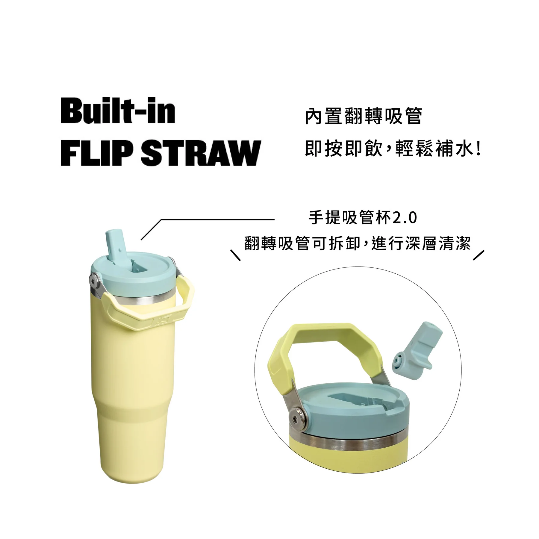 Stanley 1913 × ZO&FRIENDS IceFlow 手提吸管杯2.0 | 0.59L | 黑花花
