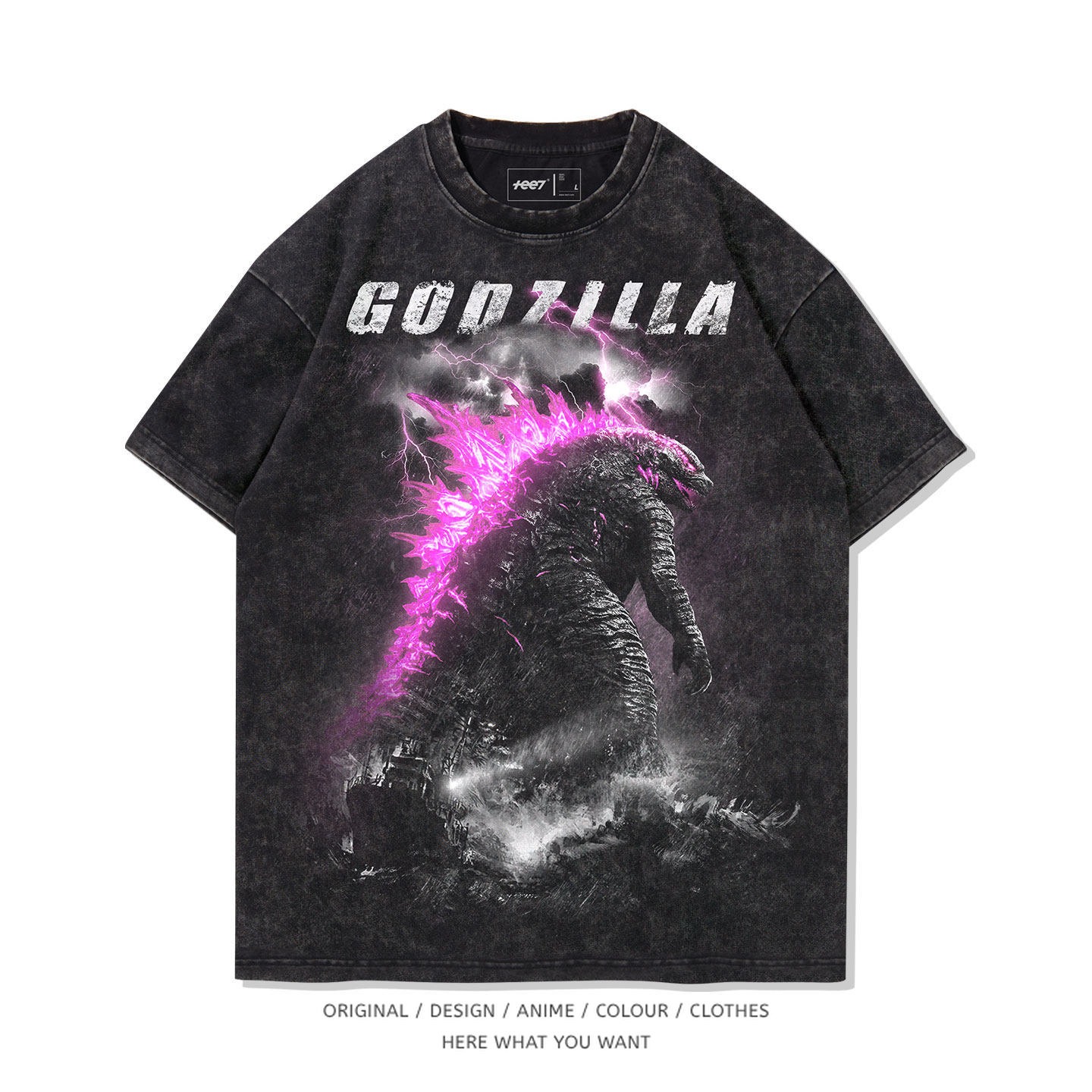 怪獸之王哥吉拉 Godzilla 水洗做舊T恤