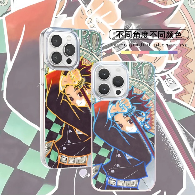 鬼滅之刃 極光/彩銀 線條漸變防摔手機殼-GOODTOYSTUDIO