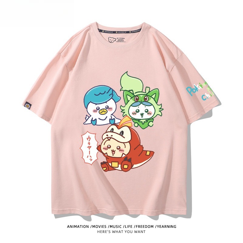 Chiikawa X 寶可夢 2026親子情侶男女同款 印花短袖T恤