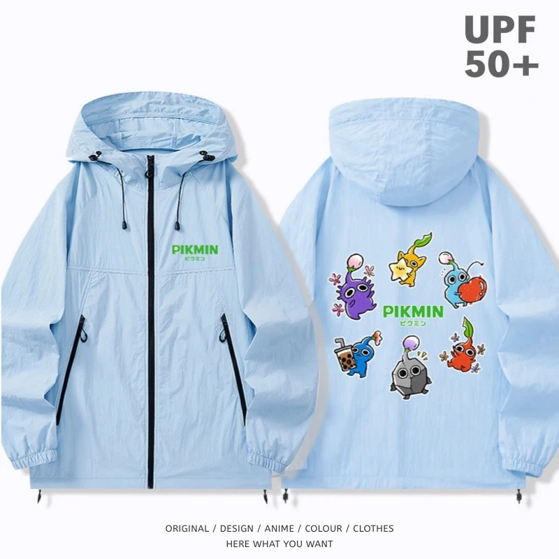 皮克敏 Pikmin 戶外機能防風防水衝鋒衣 天藍色4