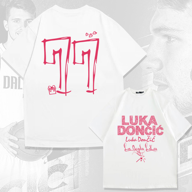 湖人隊東契奇77號 2025親子情侶男女同款 印花短袖T恤-GOODTOYSTUDIO