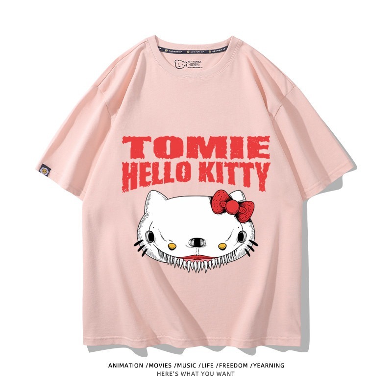 伊藤潤二X三麗鷗富江Hello kitty周邊 印花短袖T恤