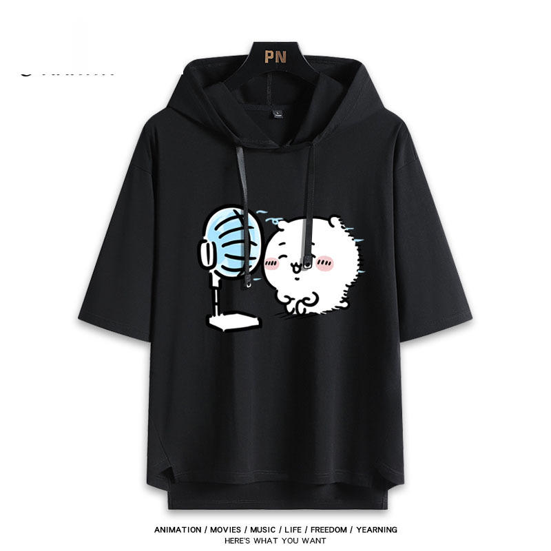 烏薩奇小八吹風扇吉伊卡哇 連帽短袖T恤-GOODTOYSTUDIO