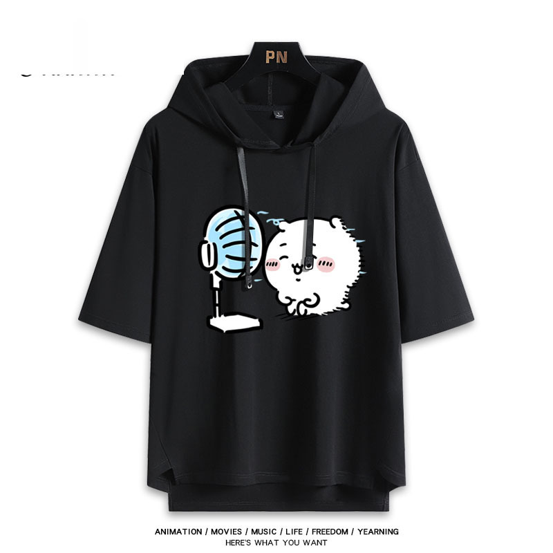 烏薩奇小八吹風扇吉伊卡哇 連帽短袖T恤-GOODTOYSTUDIO