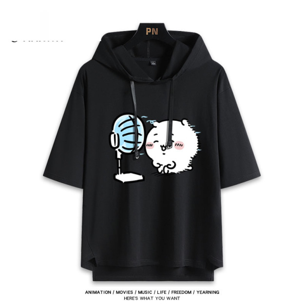 烏薩奇小八吹風扇吉伊卡哇 連帽短袖T恤-GOODTOYSTUDIO