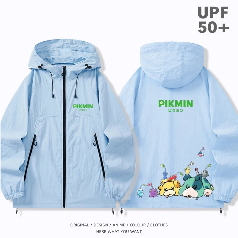 皮克敏 Pikmin 戶外機能防風防水衝鋒衣 天藍色6