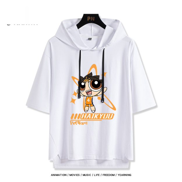 排球少年x飛天小女警 連帽短袖T恤-GOODTOYSTUDIO