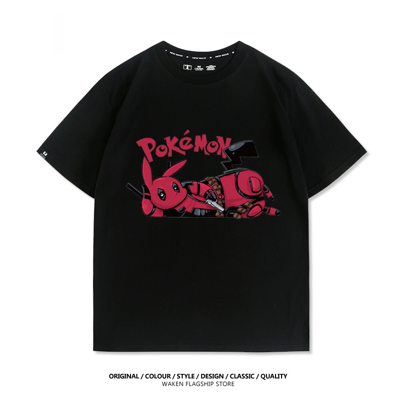 皮卡丘死侍X寶可夢 印花T恤-GOODTOYSTUDIO