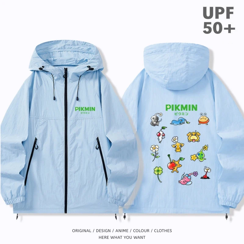 皮克敏 Pikmin 戶外機能防風防水衝鋒衣 天藍色5