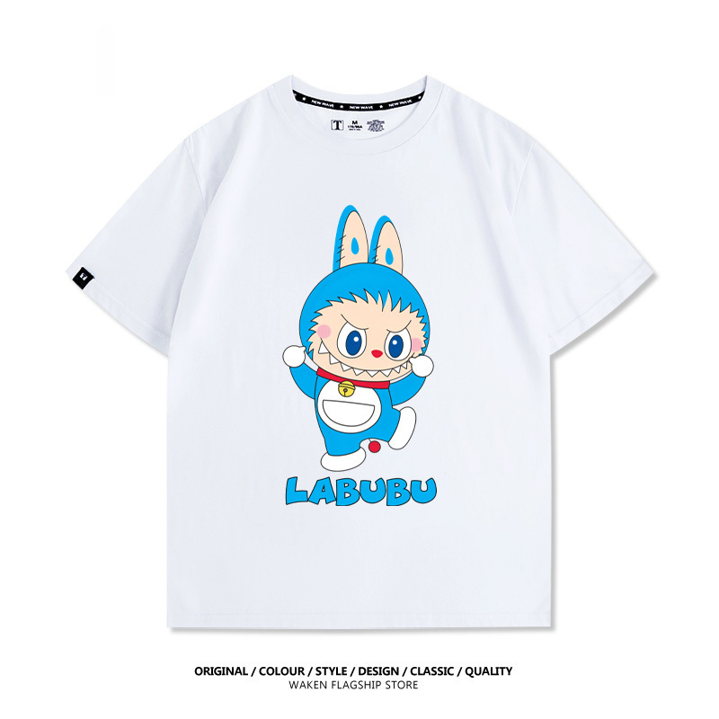 LabubuX哆啦A夢 印花T恤-GOODTOYSTUDIO