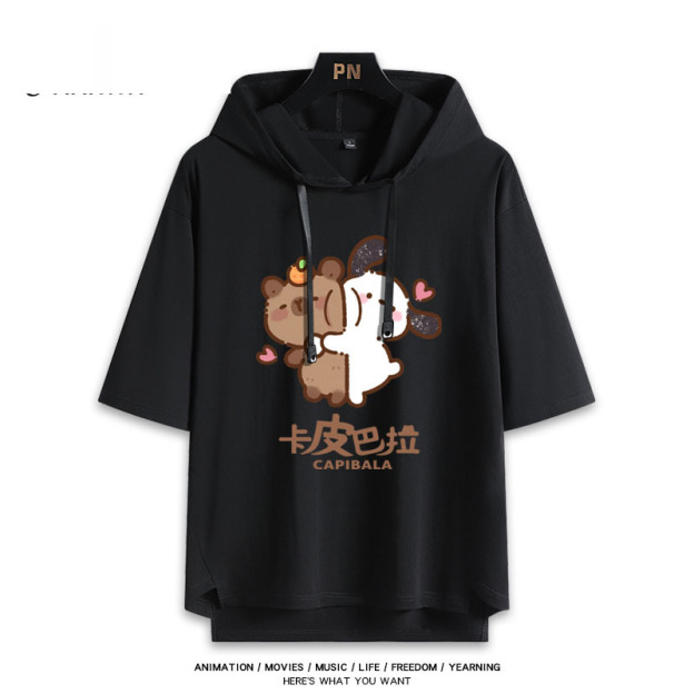 卡皮巴拉聯名三麗鷗  連帽短袖T恤-GOODTOYSTUDIO