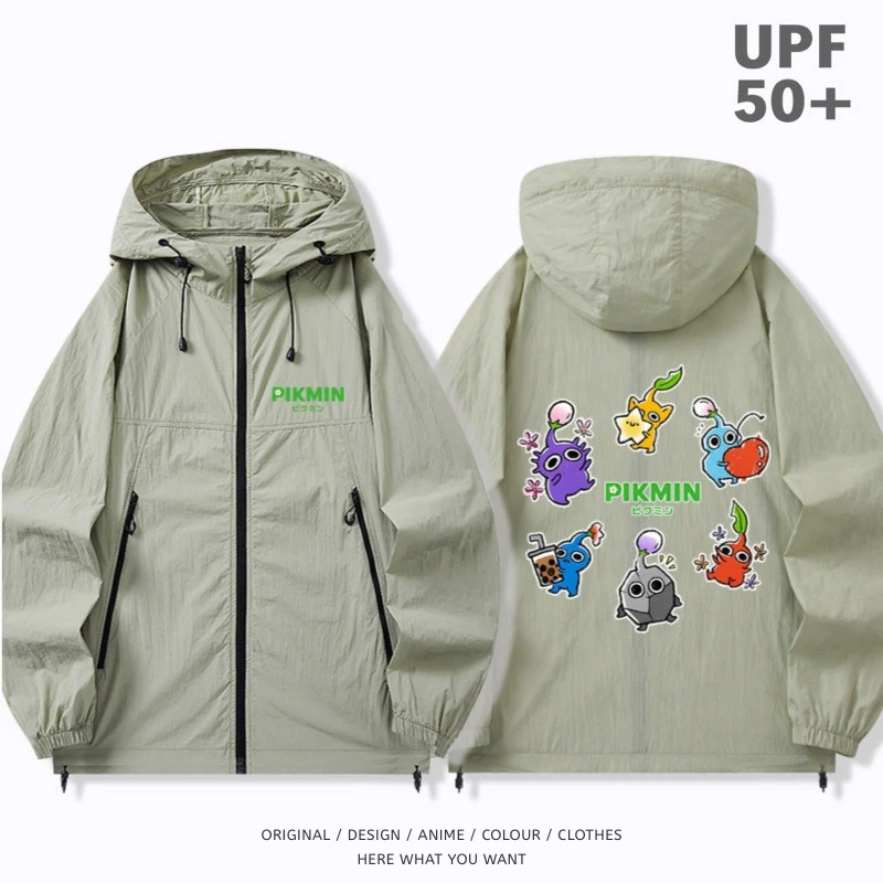 皮克敏 Pikmin 戶外機能防風防水衝鋒衣 灰綠色4
