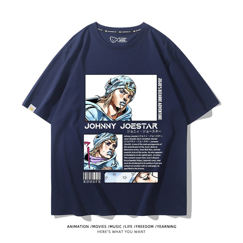 JOJO的奇妙冒險飆馬野郎周邊 男女同款親子情侶 印花短袖T恤