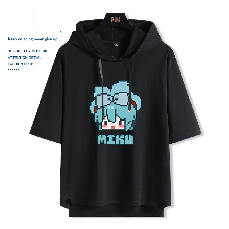 初音動漫未來miku 連帽短袖t恤