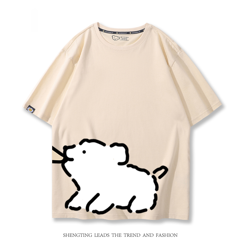 線條小狗 2024親子情侶男女同款 T恤