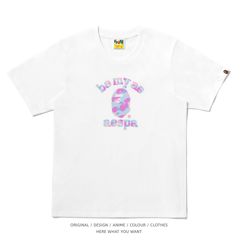 BAPE X AESPA 聯名風格短袖T恤｜純棉潮流上衣 KPOP韓團粉絲周邊