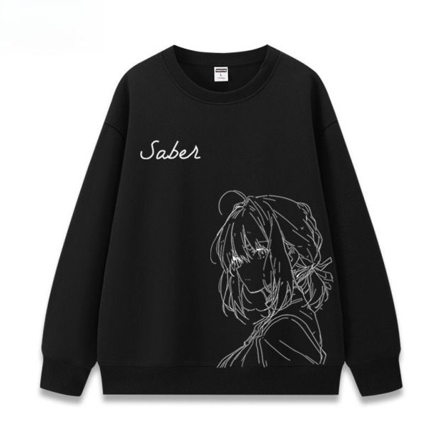 FGO呆毛fate吾王Saber 聯名親子情侶裝 圓領長袖