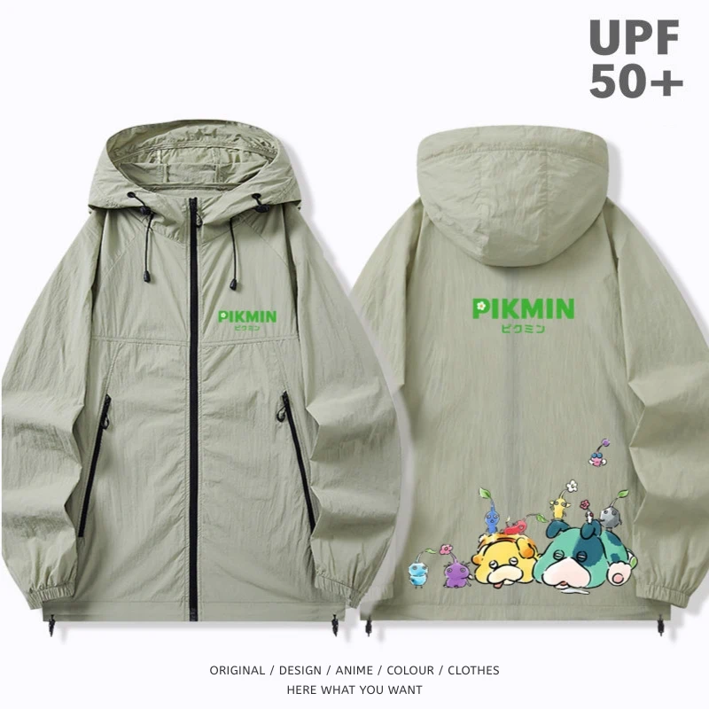 皮克敏 Pikmin 戶外機能防風防水衝鋒衣 灰綠色6