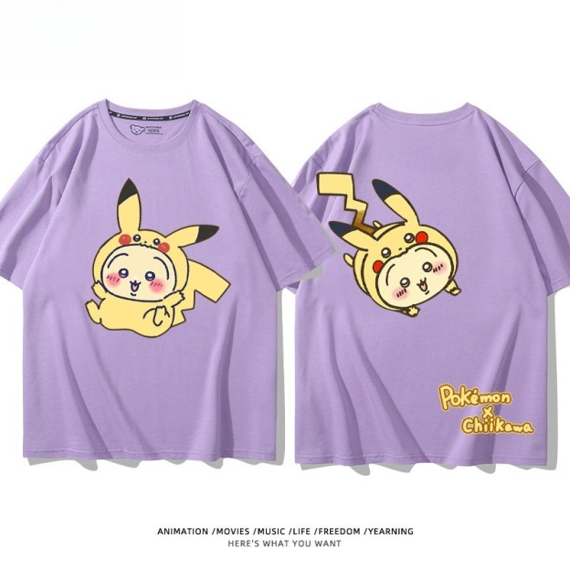 Chiikawa X 寶可夢 2026親子情侶男女同款 印花短袖T恤
