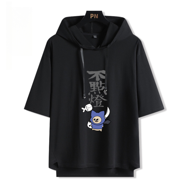 魔物獵人呆貓艾露貓搞怪  連帽短袖T恤