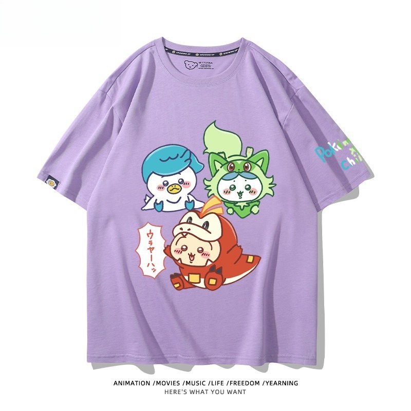 Chiikawa X 寶可夢 2026親子情侶男女同款 印花短袖T恤