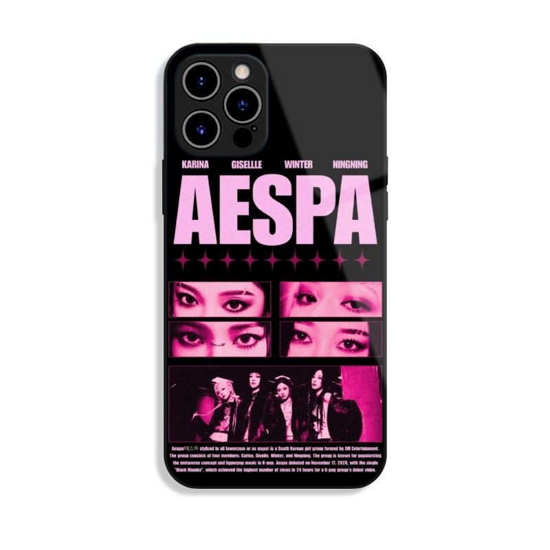 Aespa 高清鋼化玻璃手機殼