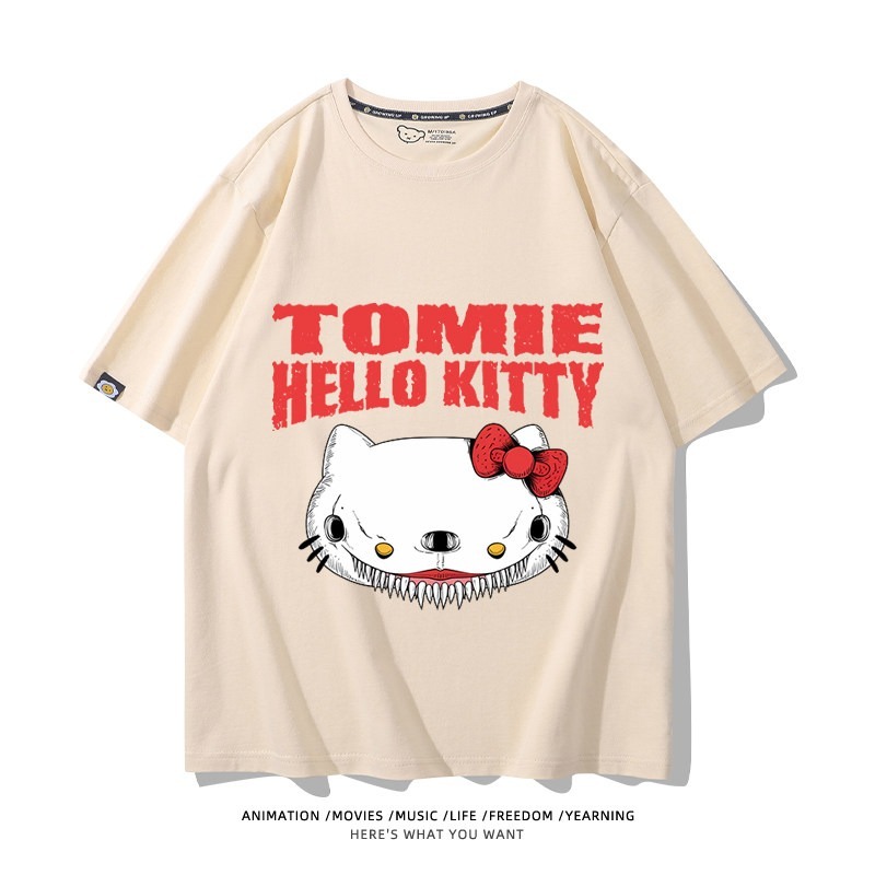伊藤潤二X三麗鷗富江Hello kitty周邊 印花短袖T恤