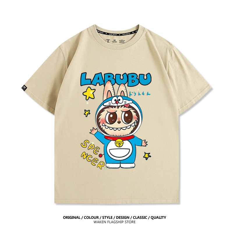 LabubuX哆啦A夢 印花T恤-GOODTOYSTUDIO