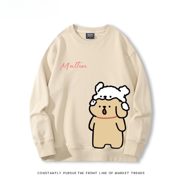 線條小狗 聯名親子情侶裝 圓領長袖