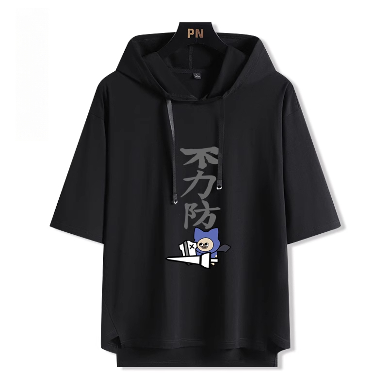 魔物獵人呆貓艾露貓搞怪  連帽短袖T恤