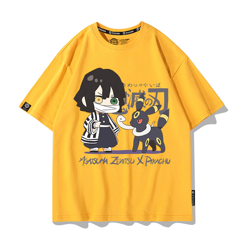 鬼滅之刃x精靈寶可夢 2025情侶男親子女同款 印花短袖T恤