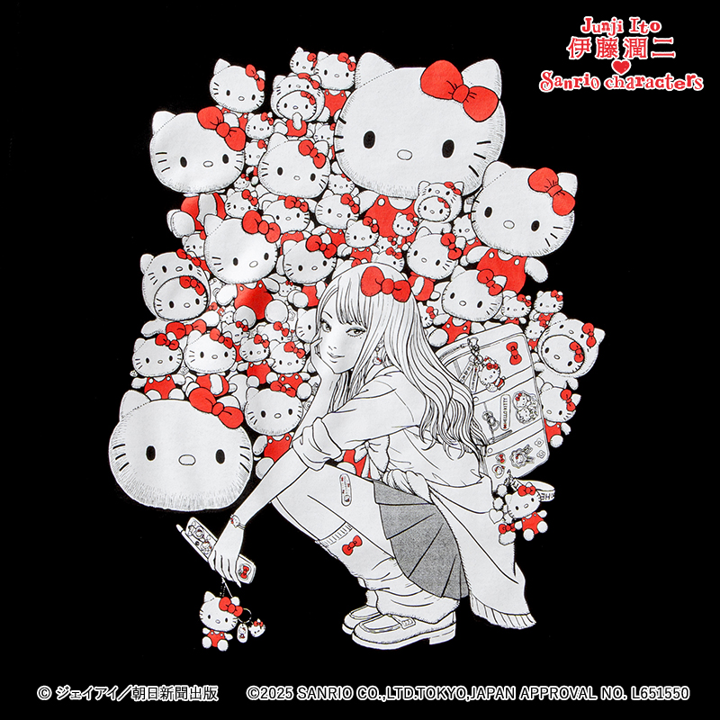 伊藤潤二 x 三麗鷗角色聯名長袖T：「辣妹風」富江 x Hello Kitty