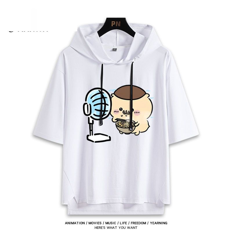 烏薩奇小八吹風扇吉伊卡哇 連帽短袖T恤-GOODTOYSTUDIO