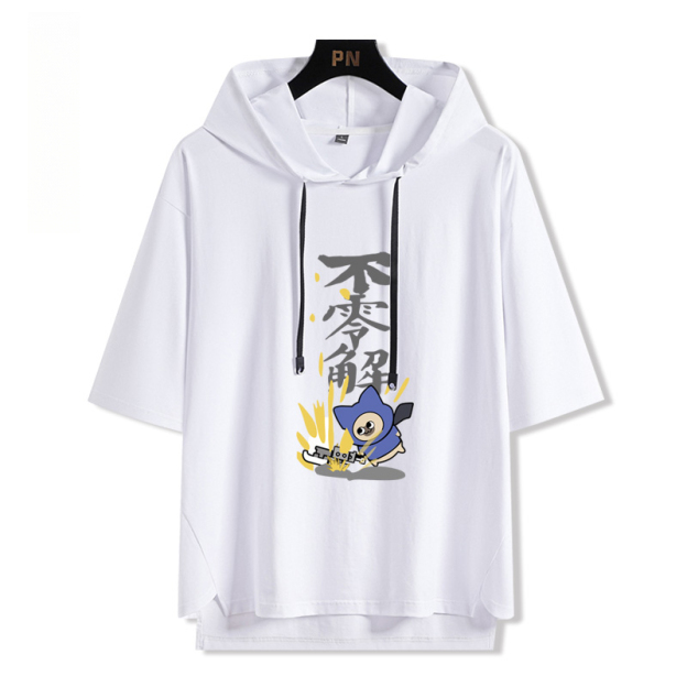 魔物獵人呆貓艾露貓搞怪  連帽短袖T恤