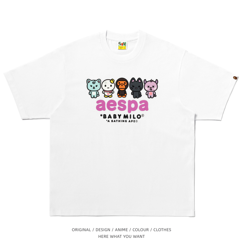 BAPE X AESPA 聯名風格短袖T恤｜純棉潮流上衣 KPOP韓團粉絲周邊