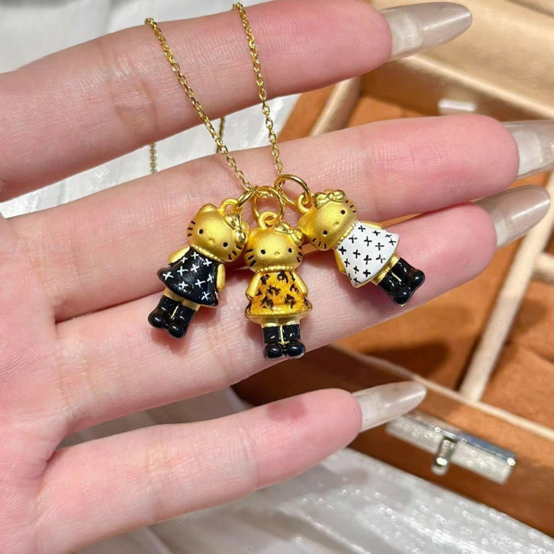 凱蒂貓吊墜｜鎏金豹裙・雪絨・黑耀星裙 Hello Kitty 造型吊飾