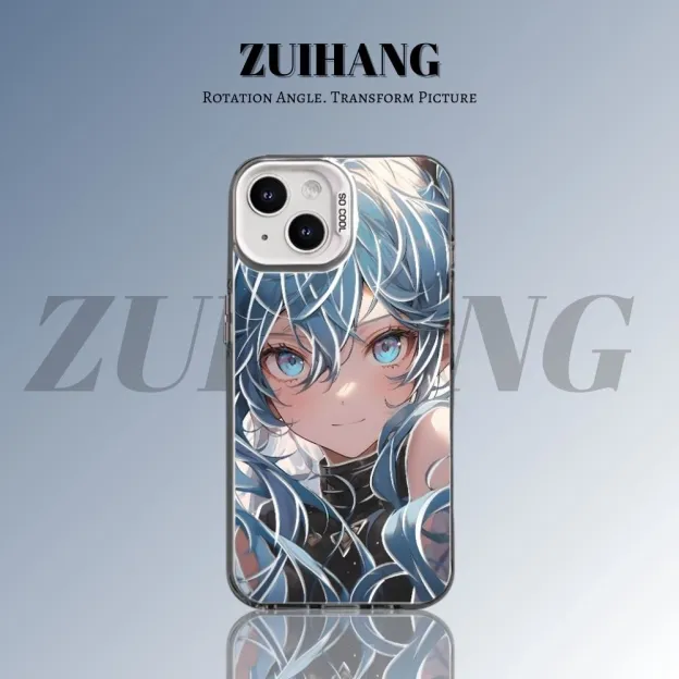 初音未來 極光/彩銀 線條漸變防摔手機殼-GOODTOYSTUDIO