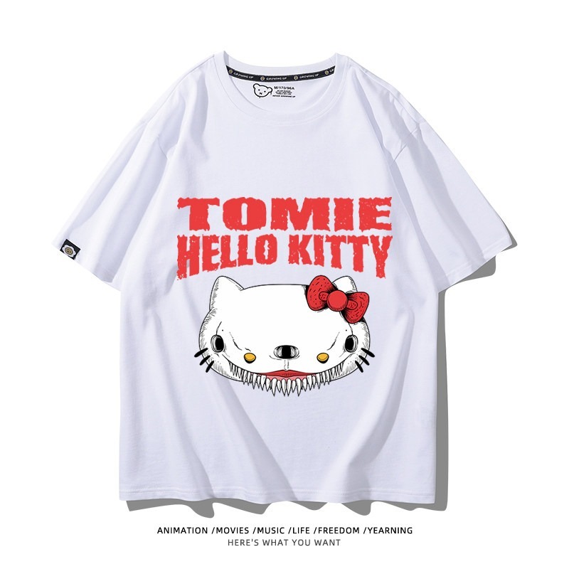 伊藤潤二X三麗鷗富江Hello kitty周邊 印花短袖T恤